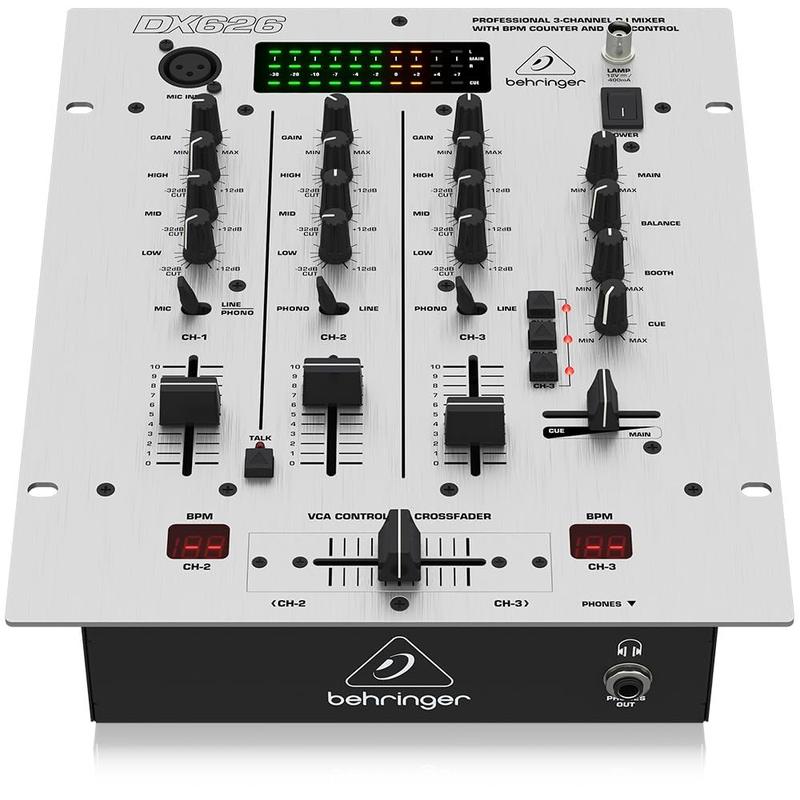 Misturador de DJ Behringer Pro Mixer DX626 de 3 canais com